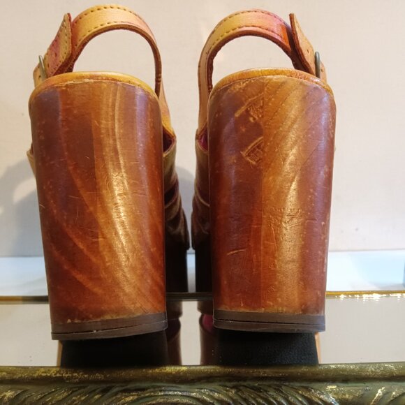 BED STU Fontella Mango Multi Leather Platform Sandal 9.5 Excellent - Picture 5 of 12